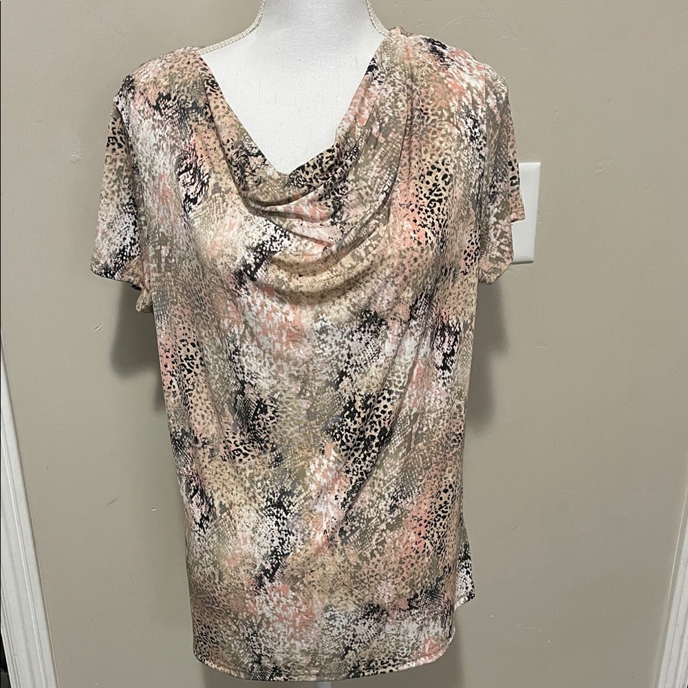 Jaclyn Smith Collections Cowl Neck Blouse Multicolored Large